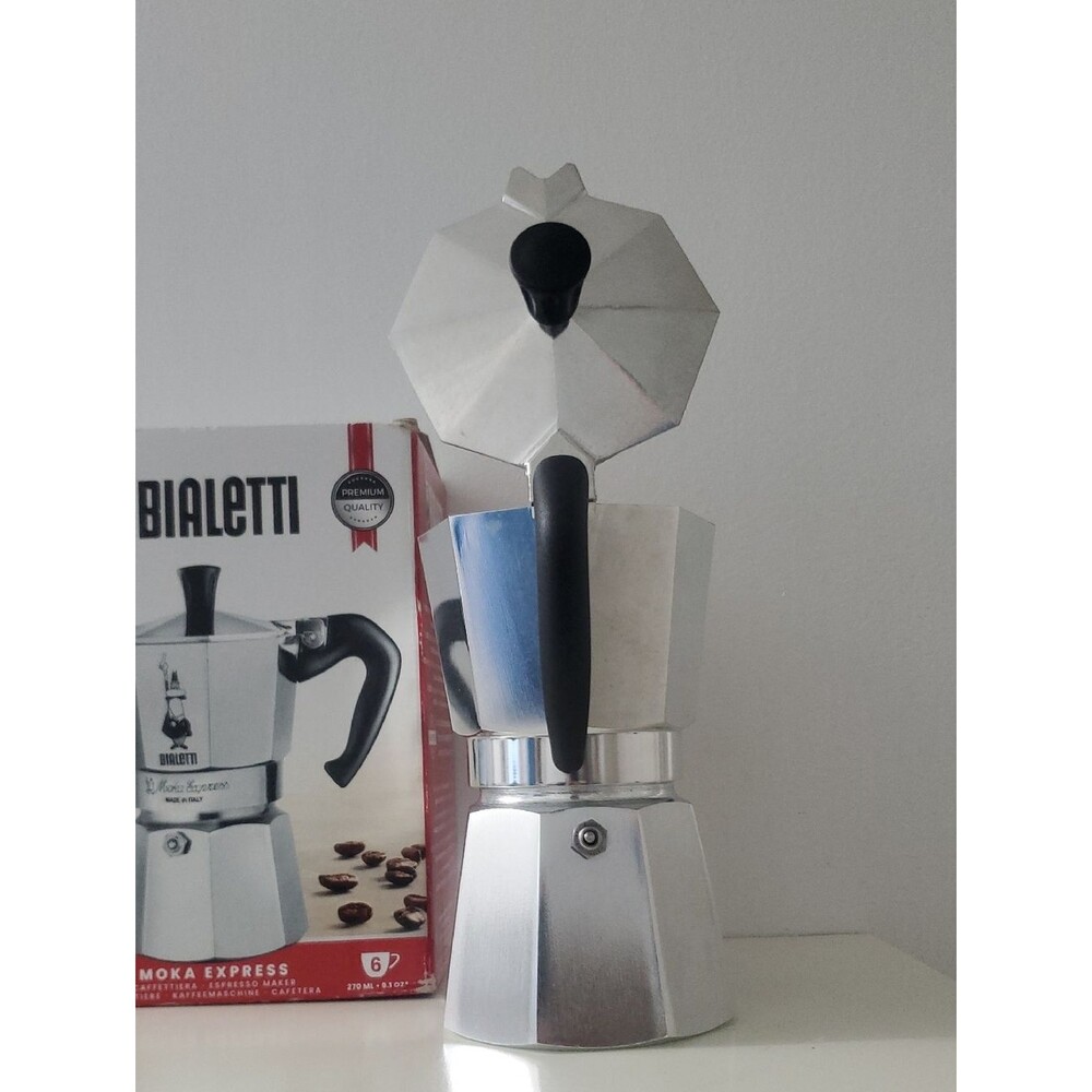 NIB 6 Cups Lg BIALETTI Moka Express Coffee Maker Greca Pot 9.1oz Italy - Picture 4 of 10